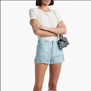 IRO Omiandato Frayed Burlap Paisley-Print Linen Woven Western Shorts